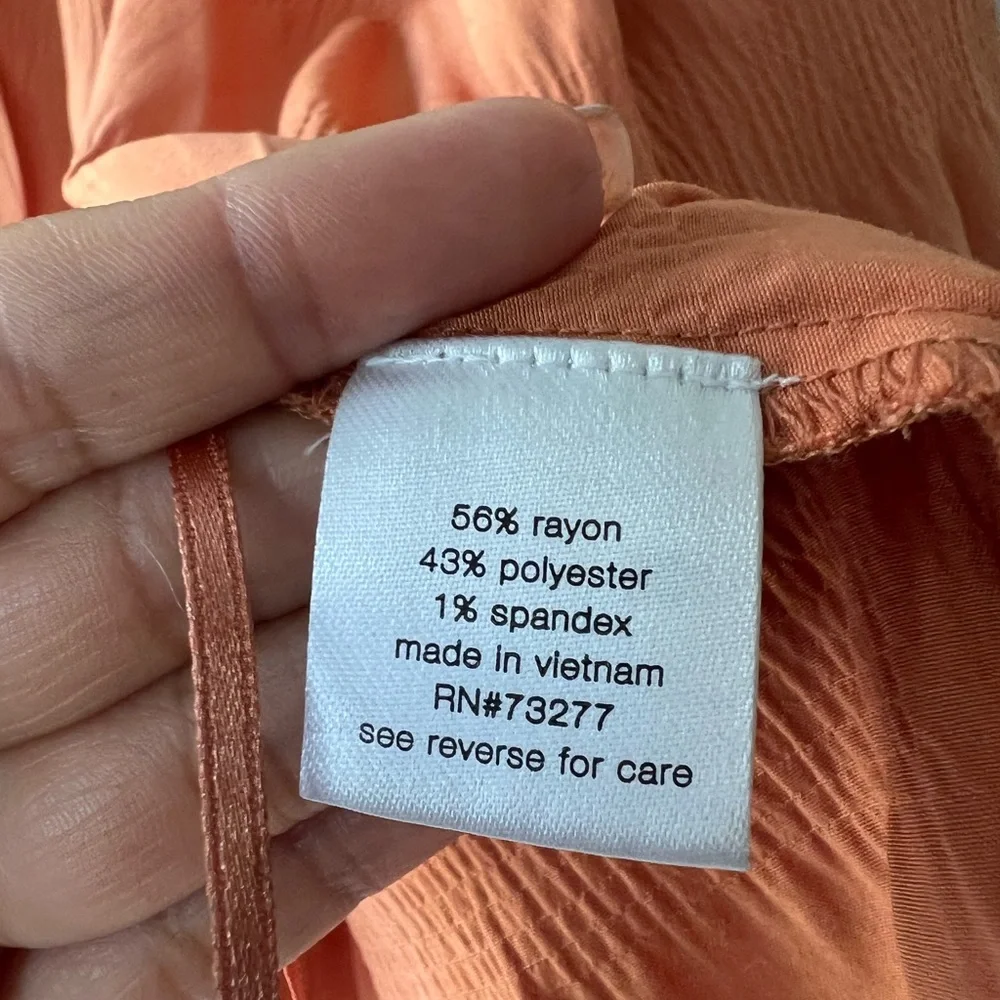 Elizabeth and James Off The Shoulder Boho Oversize Rust Orange Blouse Size M. - Picture 11 of 11